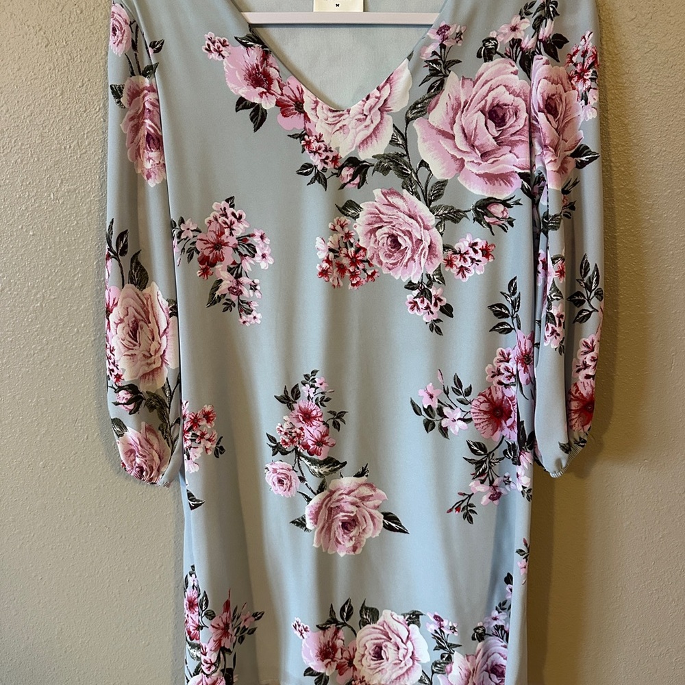 Everly Pink Floral Long Sleeve Dress